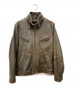 lingoo leatherslingoo leathers）の古着「シングルライダースジャケット」｜ブラウン
