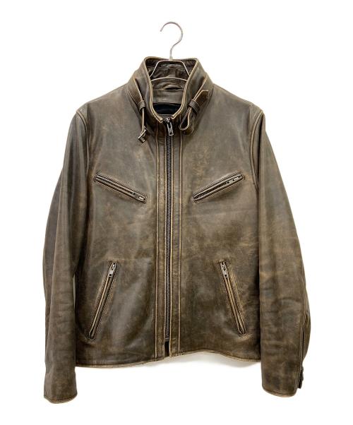 lingoo leathers（lingoo leathers）LINGOO LEATHERS (lingoo leathers) シングルライダースジャケット ブラウン サイズ:LLの古着・服飾アイテム