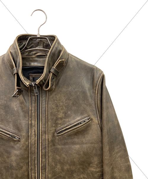 lingoo leathers（lingoo leathers）LINGOO LEATHERS (lingoo leathers) シングルライダースジャケット ブラウン サイズ:LLの古着・服飾アイテム