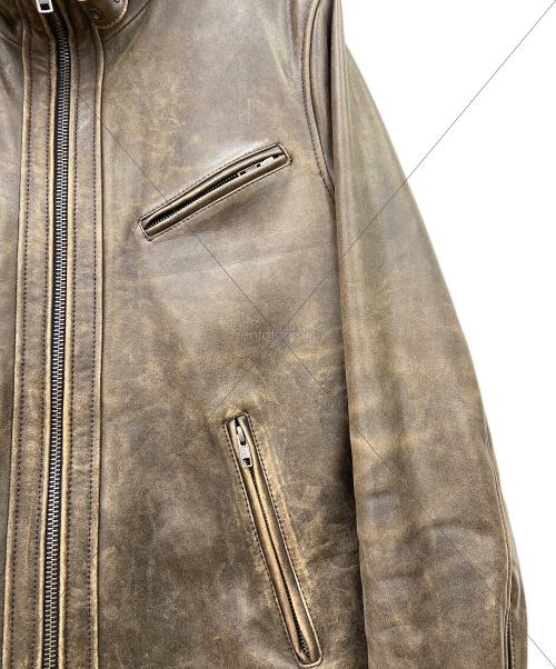lingoo leathers（lingoo leathers）LINGOO LEATHERS (lingoo leathers) シングルライダースジャケット ブラウン サイズ:LLの古着・服飾アイテム