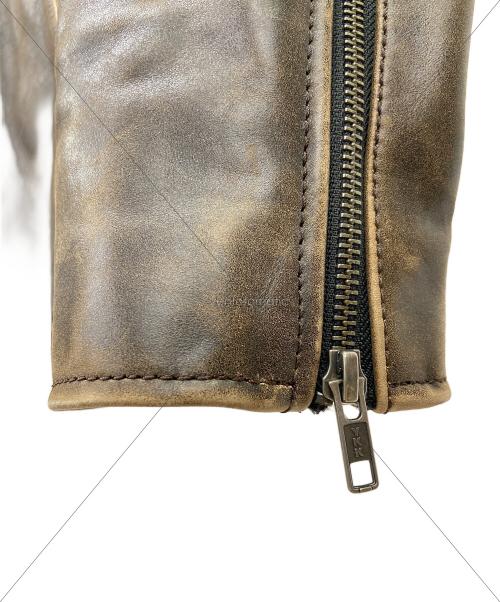 lingoo leathers（lingoo leathers）LINGOO LEATHERS (lingoo leathers) シングルライダースジャケット ブラウン サイズ:LLの古着・服飾アイテム