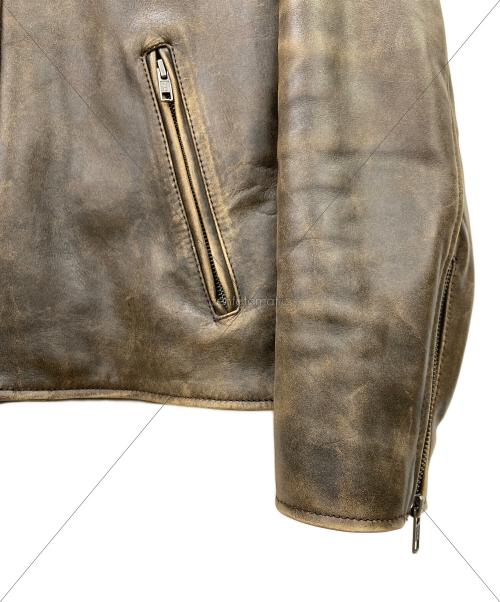 lingoo leathers（lingoo leathers）LINGOO LEATHERS (lingoo leathers) シングルライダースジャケット ブラウン サイズ:LLの古着・服飾アイテム