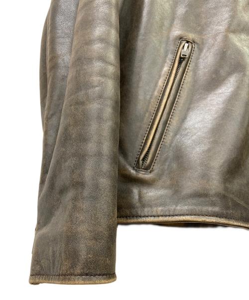 lingoo leathers（lingoo leathers）LINGOO LEATHERS (lingoo leathers) シングルライダースジャケット ブラウン サイズ:LLの古着・服飾アイテム