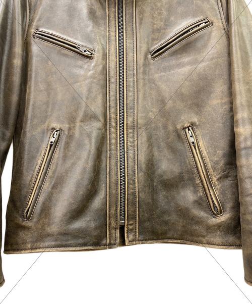 lingoo leathers（lingoo leathers）LINGOO LEATHERS (lingoo leathers) シングルライダースジャケット ブラウン サイズ:LLの古着・服飾アイテム