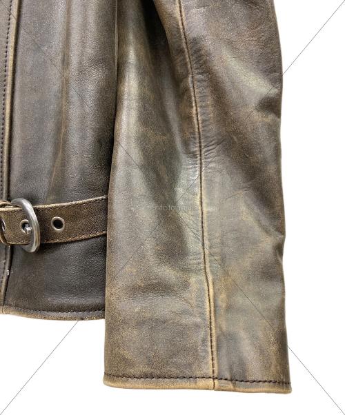 lingoo leathers（lingoo leathers）LINGOO LEATHERS (lingoo leathers) シングルライダースジャケット ブラウン サイズ:LLの古着・服飾アイテム