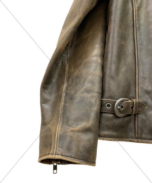 lingoo leathers（lingoo leathers）LINGOO LEATHERS (lingoo leathers) シングルライダースジャケット ブラウン サイズ:LLの古着・服飾アイテム