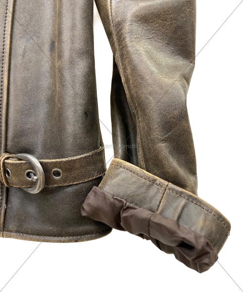 lingoo leathers（lingoo leathers）LINGOO LEATHERS (lingoo leathers) シングルライダースジャケット ブラウン サイズ:LLの古着・服飾アイテム