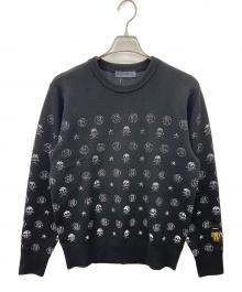 G/FORM（ジーフォーム）の古着「ベアブリックパターンニット」｜ホワイト×ブラック