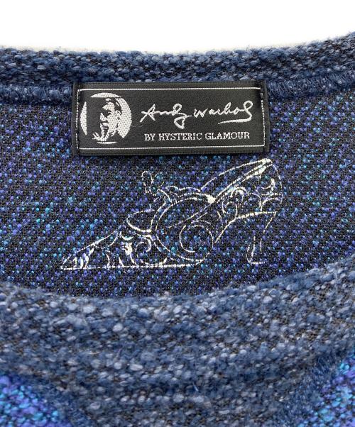 Andy Warhol by HYSTERIC GLAMOUR（アンディーウォーホルバイヒステリックグラマー）Andy Warhol by HYSTERIC GLAMOUR (アンディーウォーホルバイヒステリックグラマー) 薄手ニット ブルー サイズ:Freeの古着・服飾アイテム