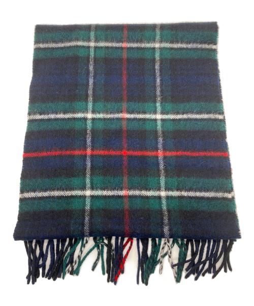 Burberry's（バーバリー）Burberry's (バーバリーズ) カシミヤマフラー グリーン×ネイビーの古着・服飾アイテム
