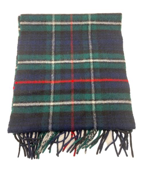 Burberry's（バーバリー）Burberry's (バーバリーズ) カシミヤマフラー グリーン×ネイビーの古着・服飾アイテム