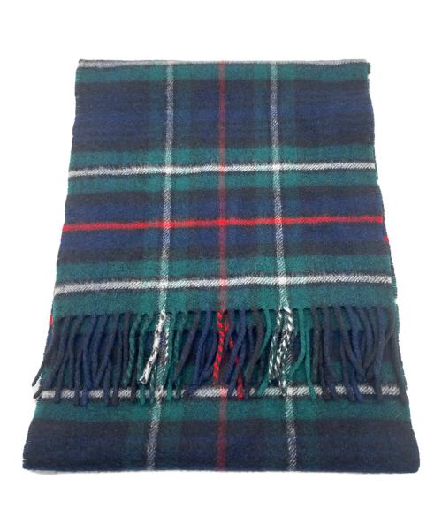 Burberry's（バーバリー）Burberry's (バーバリーズ) カシミヤマフラー グリーン×ネイビーの古着・服飾アイテム