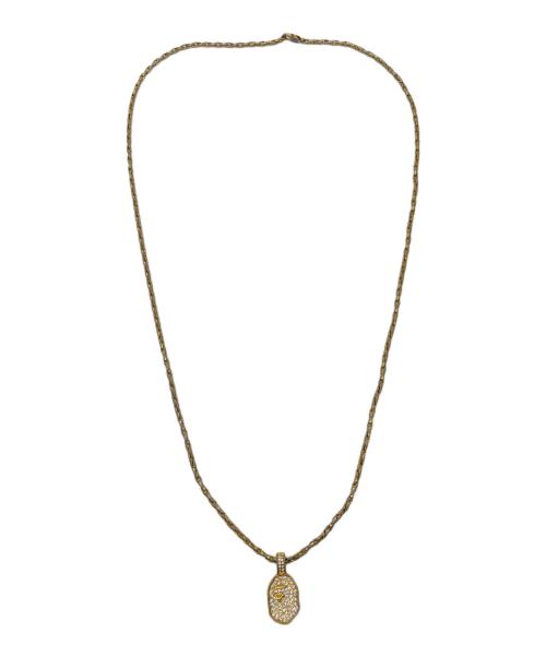A BATHING APE（ア ベイシング エイプ）A BATHING APE (ア ベイシング エイプ) A BATHING APE 　Rhinestone Ape Head Necklace ゴールドの古着・服飾アイテム