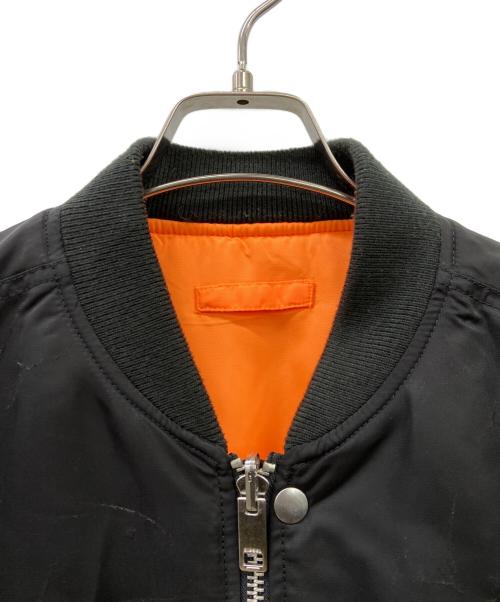 DIESEL（ディーゼル）DIESEL (ディーゼル) クラッシュ加工MA-1ジャケット ブラック×オレンジ サイズ:Lの古着・服飾アイテム