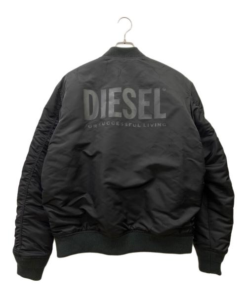 DIESEL（ディーゼル）DIESEL (ディーゼル) クラッシュ加工MA-1ジャケット ブラック×オレンジ サイズ:Lの古着・服飾アイテム