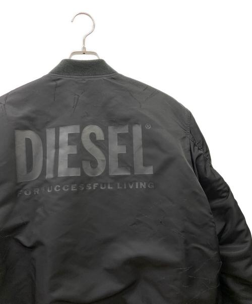 DIESEL（ディーゼル）DIESEL (ディーゼル) クラッシュ加工MA-1ジャケット ブラック×オレンジ サイズ:Lの古着・服飾アイテム