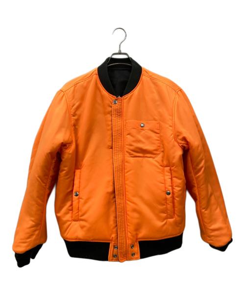 DIESEL（ディーゼル）DIESEL (ディーゼル) クラッシュ加工MA-1ジャケット ブラック×オレンジ サイズ:Lの古着・服飾アイテム