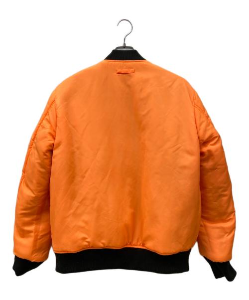 DIESEL（ディーゼル）DIESEL (ディーゼル) クラッシュ加工MA-1ジャケット ブラック×オレンジ サイズ:Lの古着・服飾アイテム