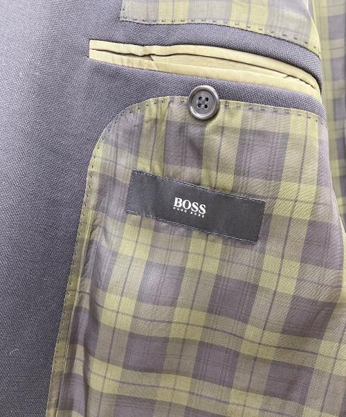 HUGO BOSS（ヒューゴ ボス）HUGO BOSS (ヒューゴ ボス) テーラードジャケット ブラック×オリーブ サイズ:52の古着・服飾アイテム