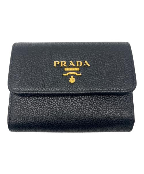 PRADA（プラダ）PRADA (プラダ) 3つ折り財布 ブラックの古着・服飾アイテム