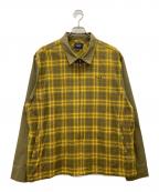 HUFハフ）の古着「ABERDEEN ZIP FLANNEL」｜イエロー×オリーブ