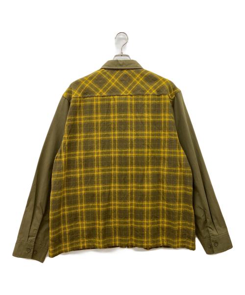 HUF（ハフ）HUF (ハフ) ABERDEEN ZIP FLANNEL イエロー×オリーブ サイズ:XLの古着・服飾アイテム