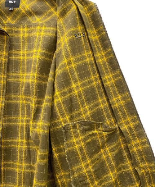 HUF（ハフ）HUF (ハフ) ABERDEEN ZIP FLANNEL イエロー×オリーブ サイズ:XLの古着・服飾アイテム