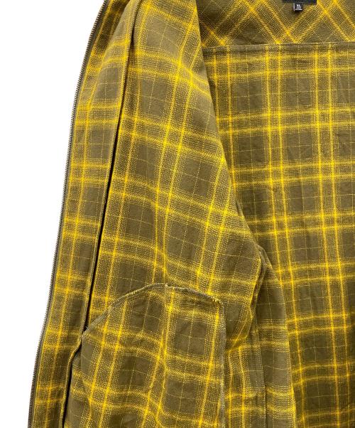HUF（ハフ）HUF (ハフ) ABERDEEN ZIP FLANNEL イエロー×オリーブ サイズ:XLの古着・服飾アイテム