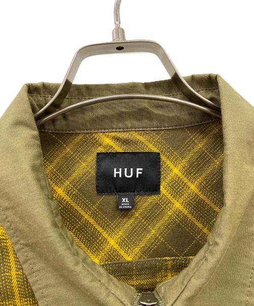 HUF（ハフ）HUF (ハフ) ABERDEEN ZIP FLANNEL イエロー×オリーブ サイズ:XLの古着・服飾アイテム