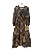 sara mallikaサラマリカ）の古着「長袖ワンピース」｜ブラック×ベージュ