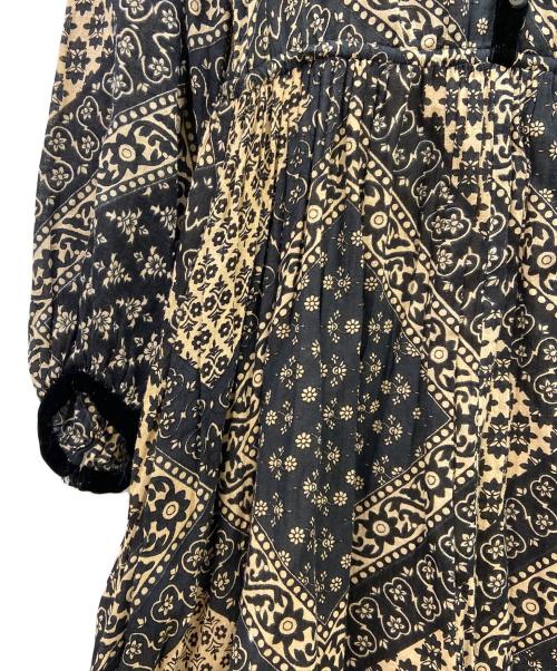 sara mallika（サラマリカ）sara mallika (サラマリカ) 長袖ワンピース ブラック×ベージュ サイズ:FREEの古着・服飾アイテム