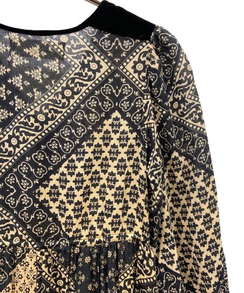 sara mallika（サラマリカ）sara mallika (サラマリカ) 長袖ワンピース ブラック×ベージュ サイズ:FREEの古着・服飾アイテム
