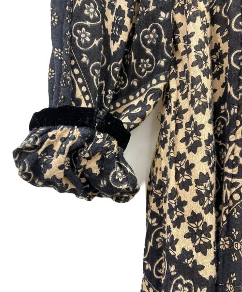 sara mallika（サラマリカ）sara mallika (サラマリカ) 長袖ワンピース ブラック×ベージュ サイズ:FREEの古着・服飾アイテム