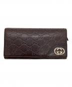GUCCIグッチ）の古着「グッチシマ インターロッキングG レザーウォレット」｜ブラウン