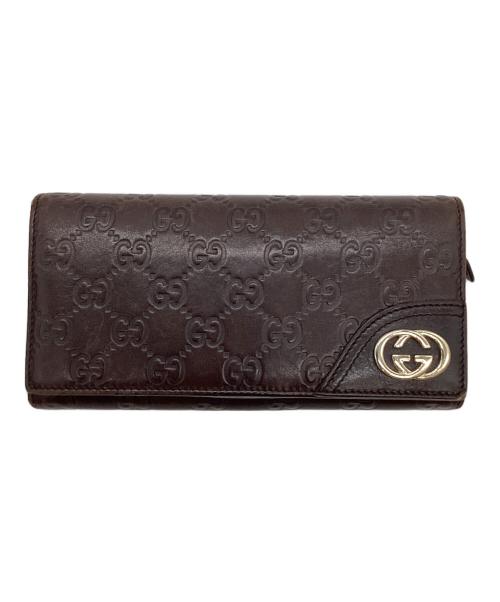GUCCI（グッチ）GUCCI (グッチ) グッチシマ インターロッキングG レザーウォレット ブラウンの古着・服飾アイテム