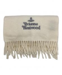 Vivienne Westwood（ヴィヴィアンウエストウッド）の古着「オーブ刺繍マフラー」｜ホワイト