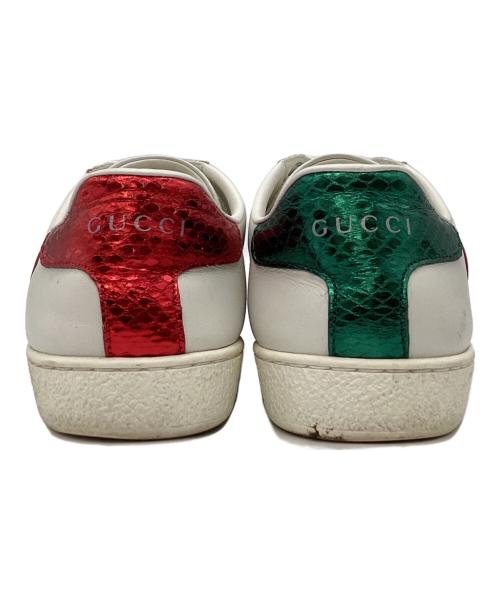 GUCCI（グッチ）GUCCI (グッチ) GUCCI　	Embroidered Heart　ローカットスニーカー ホワイト×グリーン サイズ:SIZE 35の古着・服飾アイテム