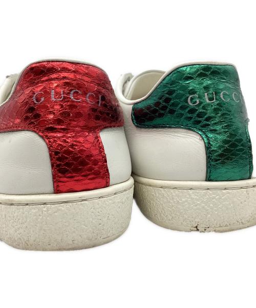 GUCCI（グッチ）GUCCI (グッチ) GUCCI　	Embroidered Heart　ローカットスニーカー ホワイト×グリーン サイズ:SIZE 35の古着・服飾アイテム
