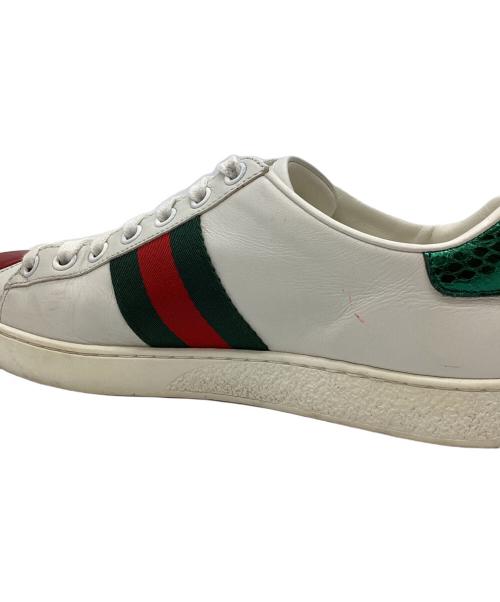 GUCCI（グッチ）GUCCI (グッチ) GUCCI　	Embroidered Heart　ローカットスニーカー ホワイト×グリーン サイズ:SIZE 35の古着・服飾アイテム