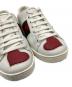 中古・古着 GUCCI (グッチ) GUCCI　	Embroidered Heart　ローカットスニーカー ホワイト×グリーン サイズ:SIZE 35：10000円