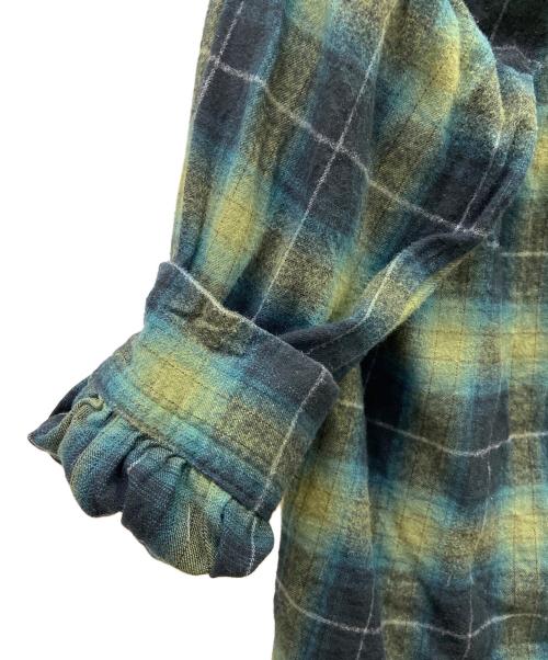 TOWN CRAFT（タウンクラフト）TOWN CRAFT (タウンクラフト) 長袖シャツ グリーン×ネイビー サイズ:38-40の古着・服飾アイテム