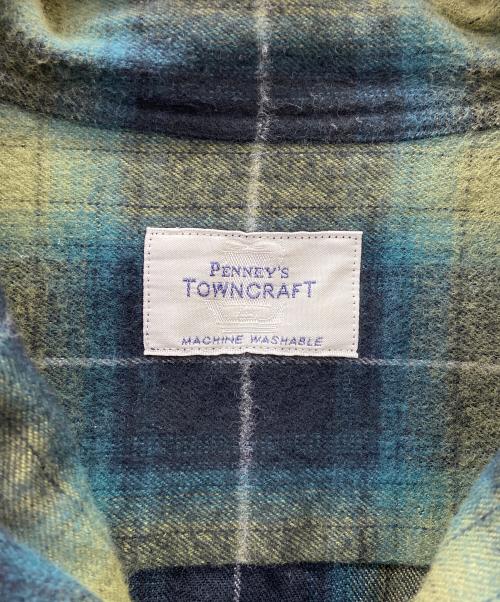 TOWN CRAFT（タウンクラフト）TOWN CRAFT (タウンクラフト) 長袖シャツ グリーン×ネイビー サイズ:38-40の古着・服飾アイテム