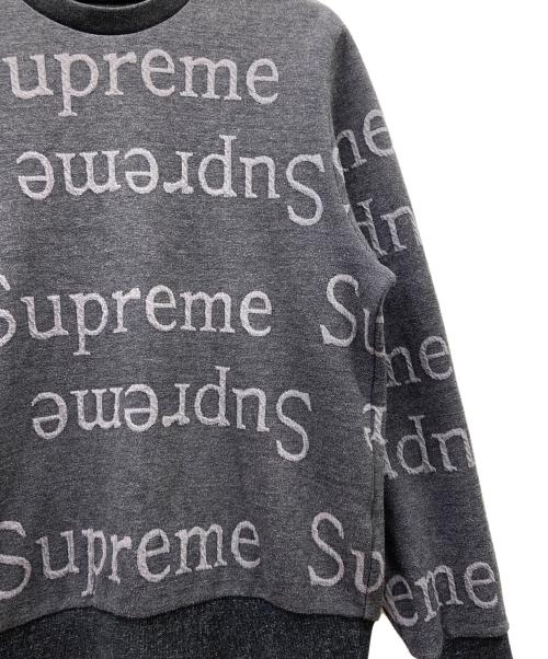 SUPREME（シュプリーム）Supreme (シュプリーム) ジャガードロゴクルーネック グレー×ブラック サイズ:Sの古着・服飾アイテム