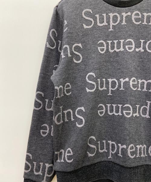 SUPREME（シュプリーム）Supreme (シュプリーム) ジャガードロゴクルーネック グレー×ブラック サイズ:Sの古着・服飾アイテム
