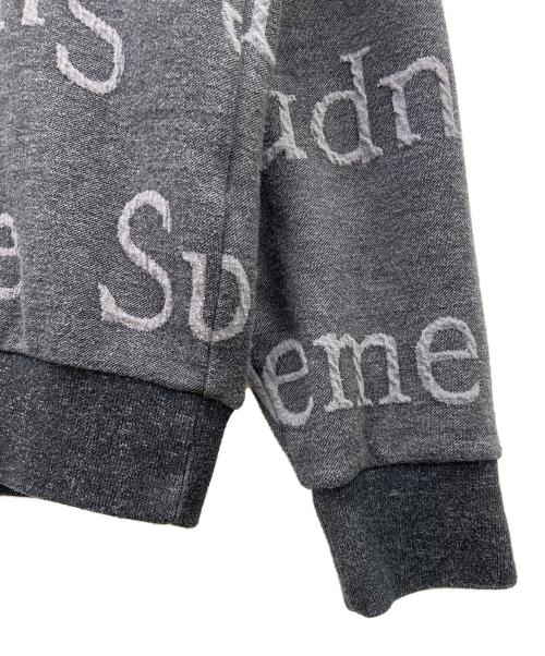 SUPREME（シュプリーム）Supreme (シュプリーム) ジャガードロゴクルーネック グレー×ブラック サイズ:Sの古着・服飾アイテム