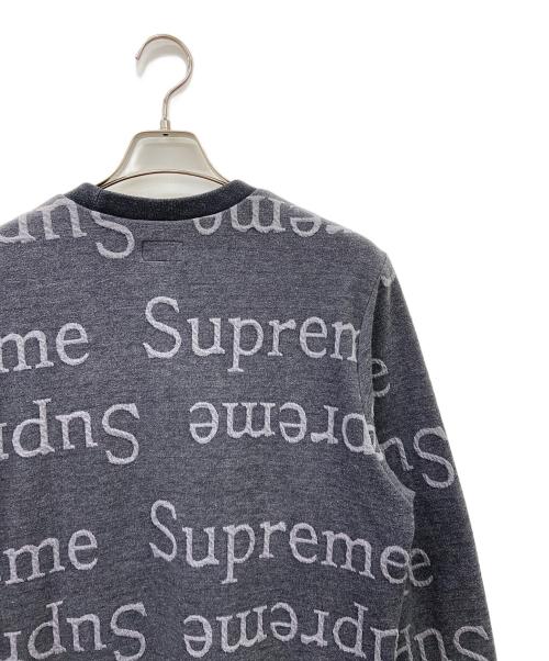 SUPREME（シュプリーム）Supreme (シュプリーム) ジャガードロゴクルーネック グレー×ブラック サイズ:Sの古着・服飾アイテム