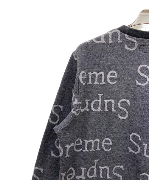SUPREME（シュプリーム）Supreme (シュプリーム) ジャガードロゴクルーネック グレー×ブラック サイズ:Sの古着・服飾アイテム