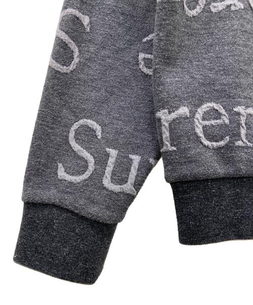 SUPREME（シュプリーム）Supreme (シュプリーム) ジャガードロゴクルーネック グレー×ブラック サイズ:Sの古着・服飾アイテム