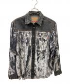 DIESELディーゼル）の古着「C-GILLY-A デニム転写シャツ」｜グレー×ホワイト