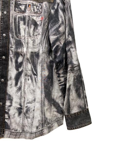 DIESEL（ディーゼル）DIESEL (ディーゼル) C-GILLY-A デニム転写シャツ グレー×ホワイト サイズ:42の古着・服飾アイテム